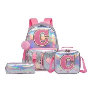 Cute Backpacks for Girls School Backpack for Kids Backpacks for Elementary Primary School Bags for Girls Bookbags, Pink C Letter Backpack