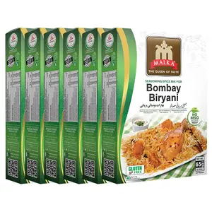 Malka Bombay Biryani Recipe Mix 65g | 2.27 oz | Authentic Gourmet Spice Powder for Bombay Style Meat & Rice | No MSG Added, Vegan, Non-GMO, Gluten Free & Halal | Pack of 6 Flavor Traditional
