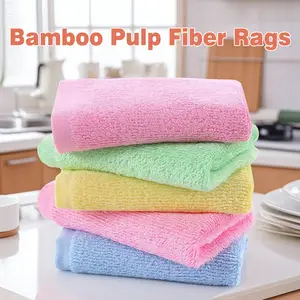 10 Counts Soft Absorbent Bamboo Fiber Dish Cloths, Reusable Cleaning Towels, Mixed Color, Kitchen Rags, Strong Oil Absorption Cleaning Rags for Washing Dishes