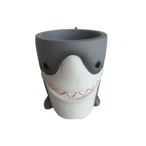 212 MAIN Polyresin Fish and Sharks Accessory Holder - 1lb Bathroom Toothbrush Holder with Wall Hooks, Easy-Clean Home Supply for Pencil/Accessories Storage