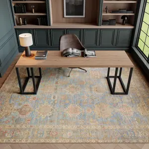 Nourison Traditional Vintage Machine-Wash Flat Woven Rug - Non-Slip Indoor Earth-Tone Home Decor Artistic Rug