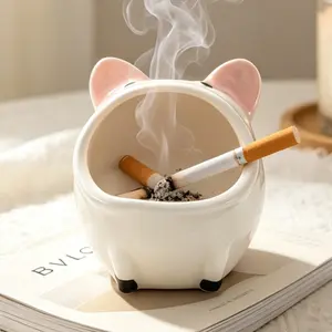 Ceramic premium sense ins wind mini funny cute piggy cigar ashtray household ornament-49