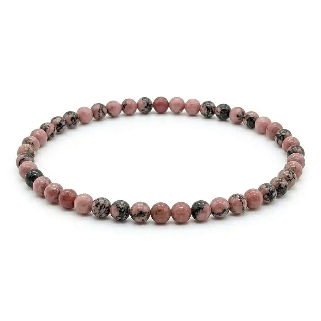 4mm Rhodonite Stretch Bracelet Forgiveness Heart Chakra Crystal