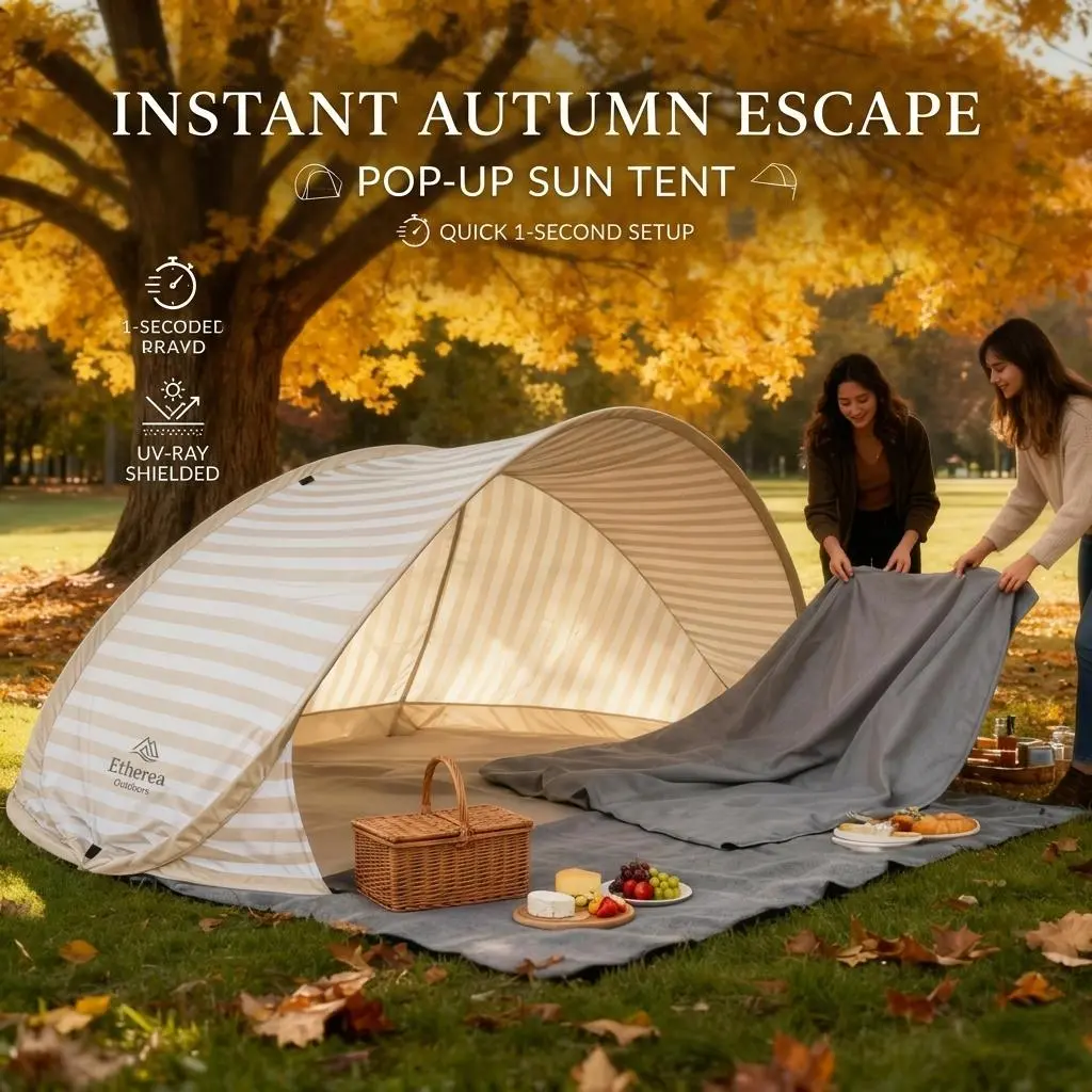 Instant Pop Up Beach Tent for 2 Person | 2-Second Automatic Sun Shelter & Lightweight Canopy for Beach, Picnic, Park & Camping Family Fun