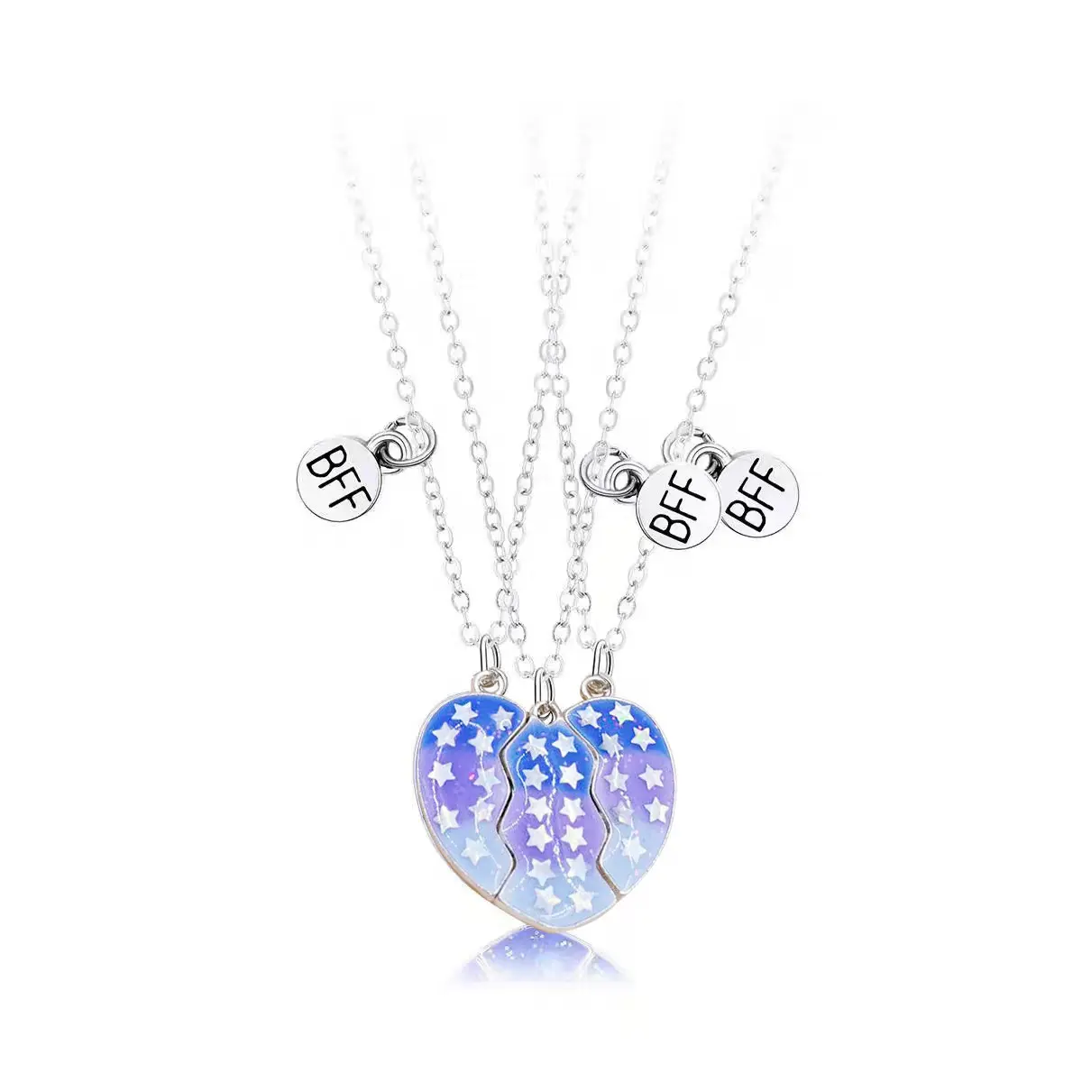 Three blue pentagram necklaces