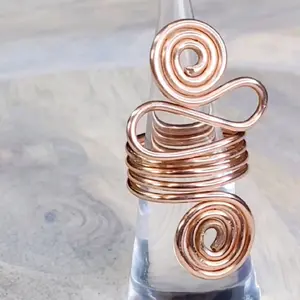 Handmade Copper Mother | Goddess Wrapped Swirl Hammered Statement Ring | Copper Ring | Wire Ring Wearable Jewelry