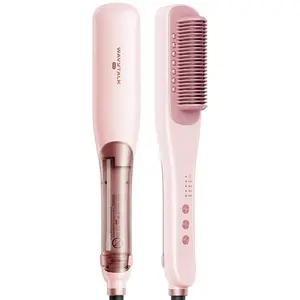 Wavytalk 395 Pro Steam Hair Straightener Brush - Pink