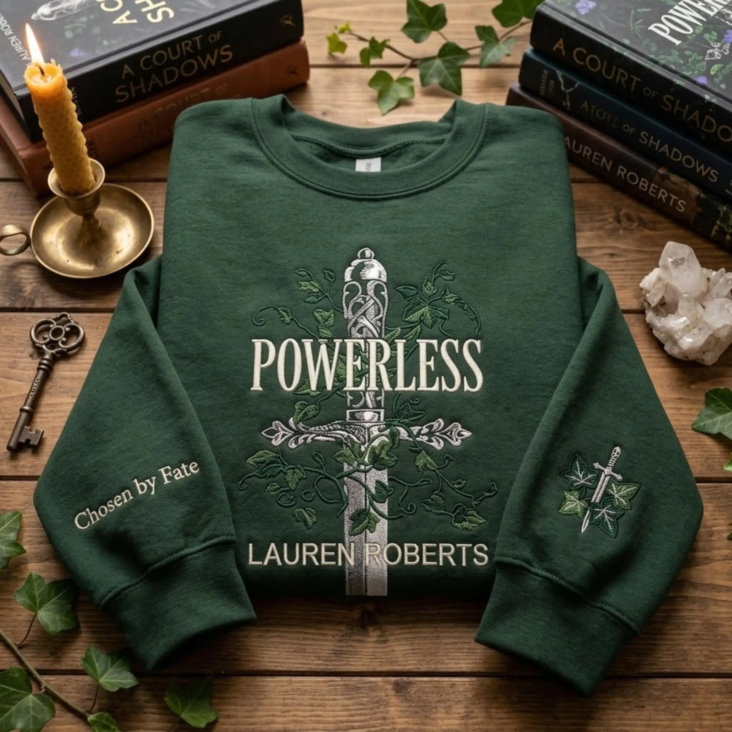 Powerless Lauren Roberts Embroidered Shirt, Powerless Embroidery Sweatshirt, Gift For Book Lovers, Bookish Merch, Fantasy Reader Apparel