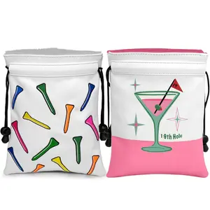 Golf Tee Pouch, 2 Counts/set Portable PU Leather Golf Tee Holder, Golf Ball Handbag, Golf Accessories for Golf Enthusiasts, Golf Gift