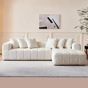Modular Sectional Sofa, Cloud Boneless Couch with Layered Cushion, Upholstered Sofa in a Box, Flexible Module Combination for Living Room, No Assembly (White, 108“)