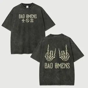 Bad Omens Vintage Washed Graphic T-Shirt – Unisex Fit Retro Rock Band Tee, Casual Short Sleeve Music Merch