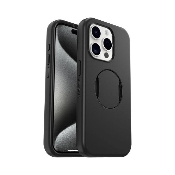 OtterBox Ottergrip Symmetry Series iPhone 15 Pro Case Black with Built-in Grip & MagSafe Compatibility for Seamless Handling