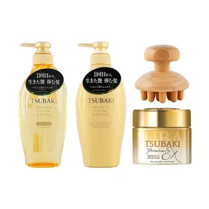 TSUBAKI Premium Repair Shampoo & Conditioner Set with Scalp Massager - Salon Quality for Dry, Damaged, Color-Treated Hair - 450ml + 450ml + 180g Hair Mask