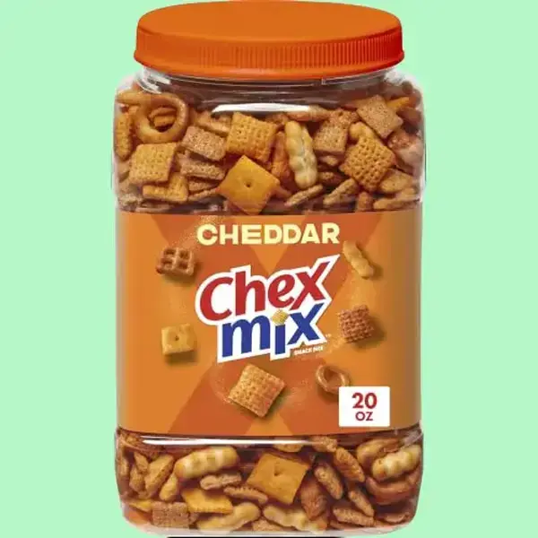 Chex Mix Real Cheddar Cheese Snack Mix - 20 oz Resealable Family Tub for Sharing, Travel & Everyday Snacking