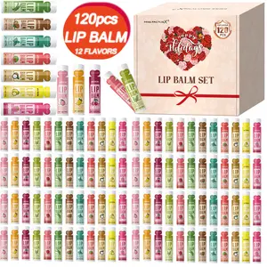 Miss FactorX 120pcs Set Moisturizing Lip Balm Gift Set 5g/Pc 12 Unique Flavors Long Lasting Hydration Lip Color Enhancement Premium Gift Set For Women Mother's Day Colleagues Friends - Daily