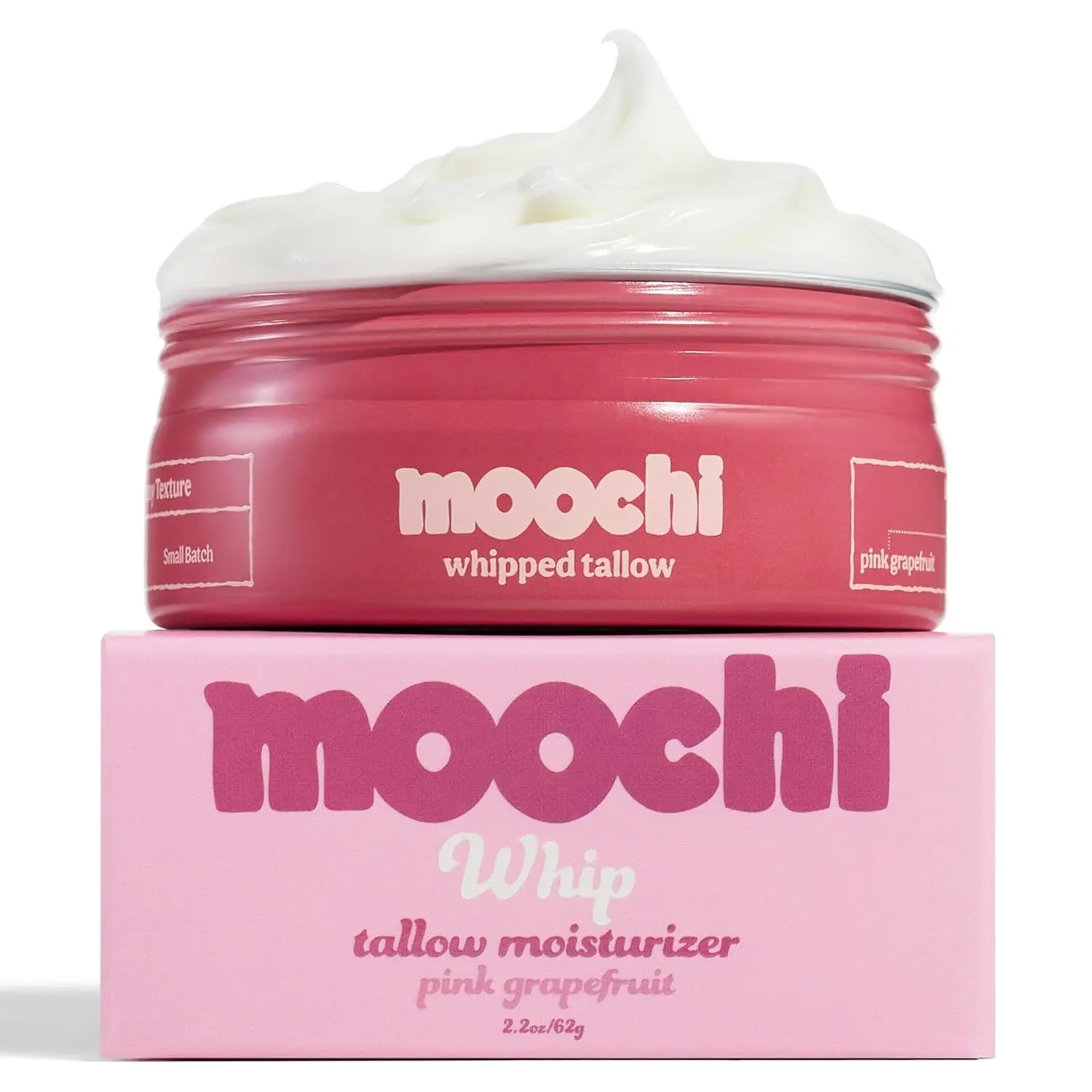 moochi Beef Tallow for Skin – Organic 100% Grass-Fed Whipped Balm with Pink Grapefruit Essence, Natural Moisturizer Cream for Nourishing Skin Hydration