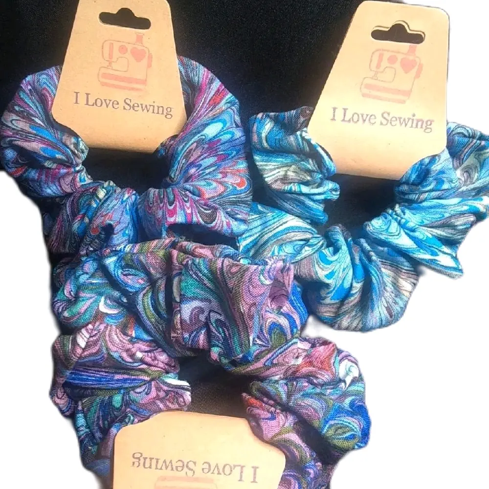 I Love Sewing Multi Color Pour Paint Scrunchie Hair Accessories for Sewing Enthusiasts