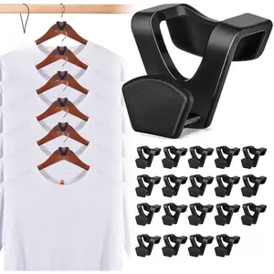 Space Saving Hanger Hooks 60 Pack, Black Clothes Hanger Connector Hooks, Heavy Duty Hanger Hooks Space Saver, Premium College Dorm Room Essentials, Good Closet Organizers and Storage