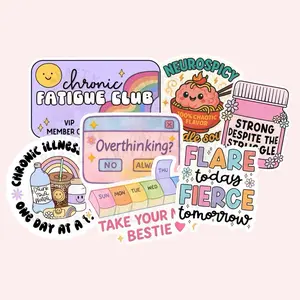 Chronic Illness/Mental Health Stickers 12 Designs Handmade Waterproof 12/36/60 Count Customizable High Quality Journal Scrapbook