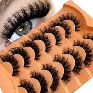 UMIRYAO 7 Pairs Of Luxurious Faux Mink Eyelashes, Dense & Fluffy Russian Volume DD Curl, Dramatic Mink Lash Extension, Long-Lasting Lash Strips For Fox Eyes, Lift And Elongate Suitable For Beginners, Reusable