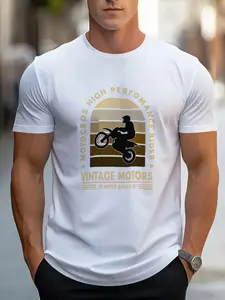 Vintage Biker Men's T-Shirt High-Performance Rider Series Cool Print Short Sleeve Casual Sports Windbreaker Jacket
