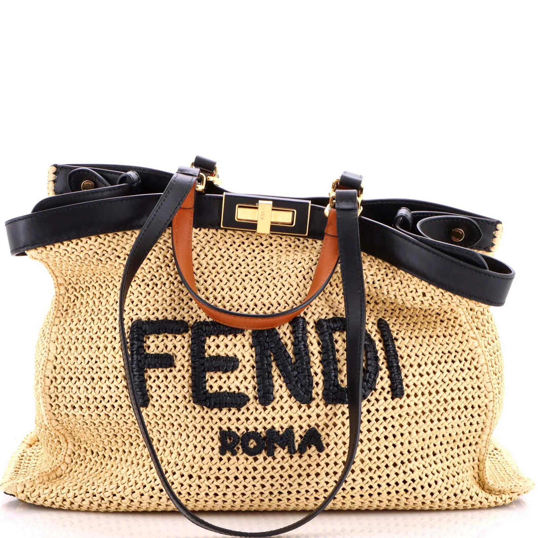 Pre-owned FENDI Raffia Tote Bags REBAG Peekaboo X Tote Medium by Rebag