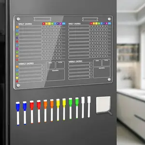 2-in-1   Chore Chart for 2 , Couples, , 15"x11" Large Dry Erase Chore Board for Fridge, Clear Weekly & Daily  Chart, Includes 12 Markers & Towel