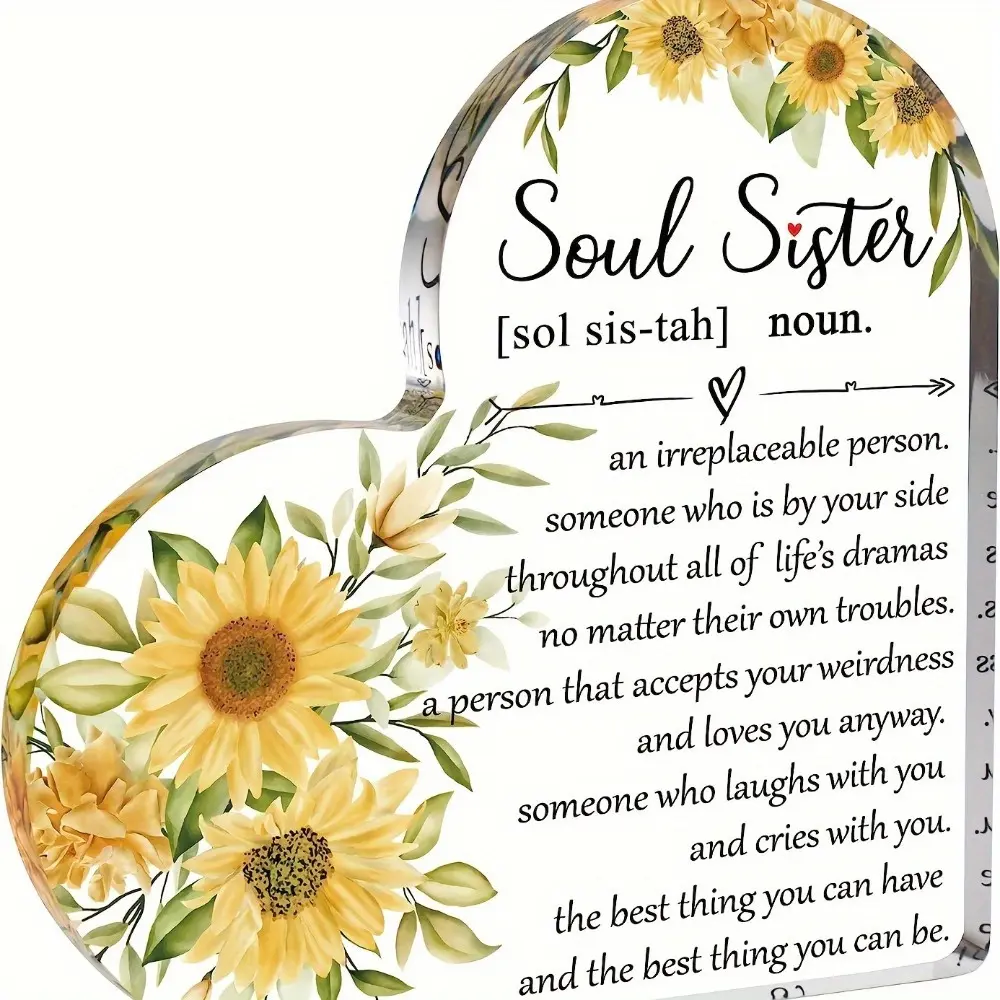 Heart-Shaped Acrylic Plaque – "Soul Sister" Definition Gift for Best Friend, Sister, or BFF baby collector ideal set yard art manga print Butterfly Daughter Decorative Ornament mirror ball decor suncatcher Laser Engraved Dragon Egg Ornament uv pink magnet