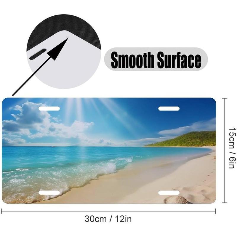 Bright Sunshine Summer Beach License Plate Frames for Women - Universal Aluminum, Rustproof, Personalized License Plate Cover with 4 Holes, 6x12 I