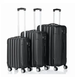 3-Piece ABS Hardside Luggage Set with Spinner Wheels and Combination Lock,20in 24in 28in,Black