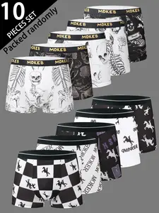 Men's Fashionable Geometric Print Underwear, Soft Comfortable Elastic Thin Briefs, Gym Shorts, Trendy New Design, All Seasons