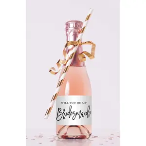 Will You Be My Bridesmaid Proposal Mini Champagne Bottle Labels - Set of 12 (Black)