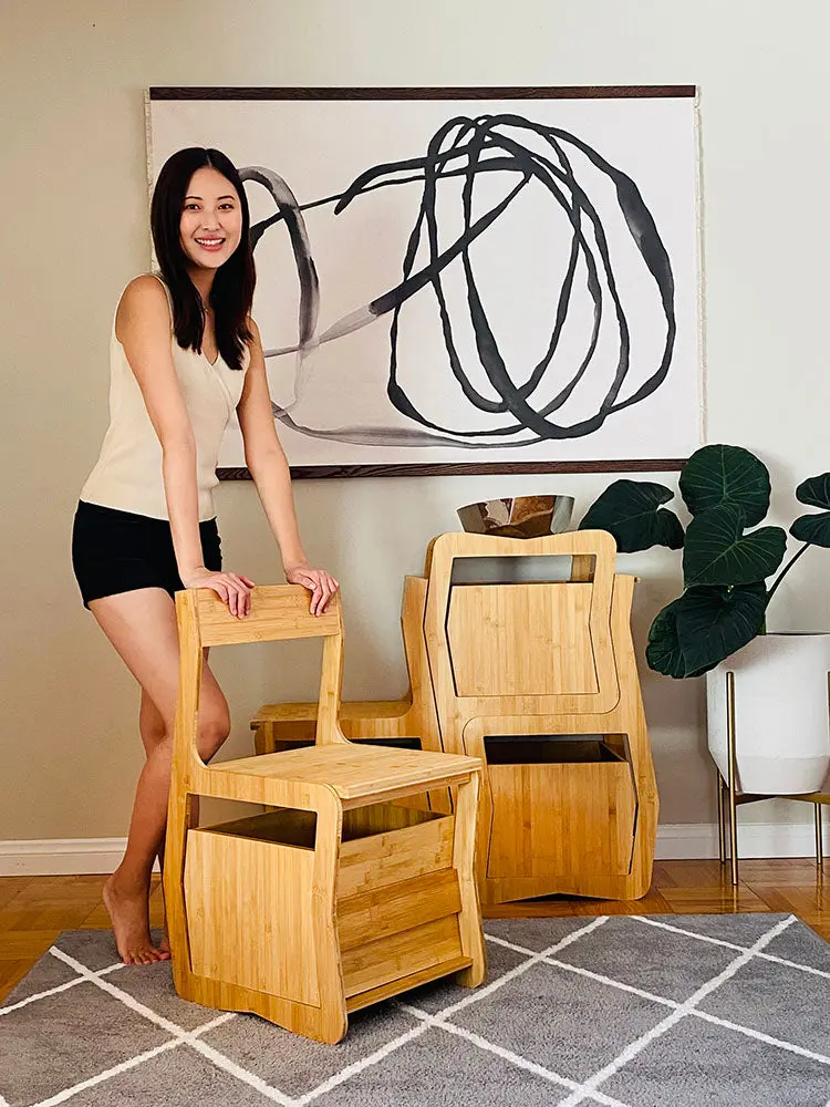 TYL Chair - Eco-Friendly Bamboo Modular Furniture System for Compact Living Spaces with Under-Seat Storage & Stackable Design