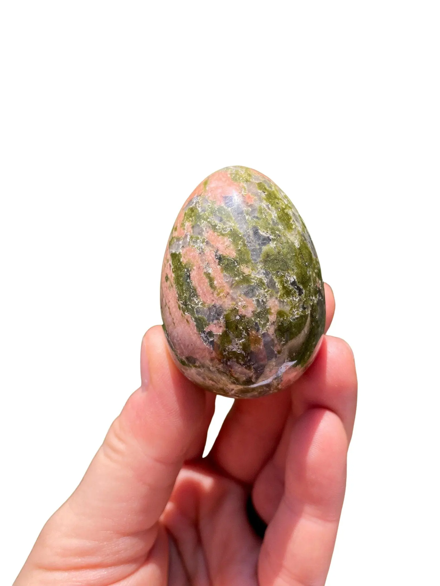 New Moon Beginnings Unakite Stone Egg with Unique Morphology