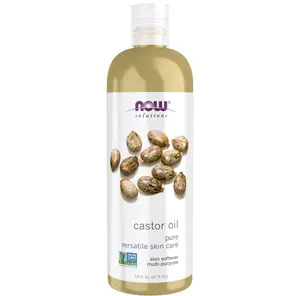 NOW Foods Solutions, Castor Oil, 100% Pure Versatile Skin Care, Multi-Purpose Skin Softener, 16-Ounce