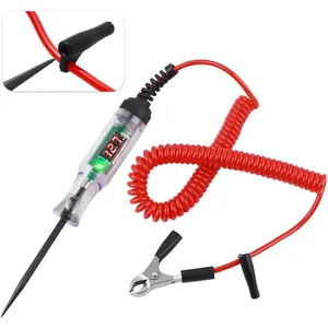 Automotive Test Light 5-90V LED Digital Voltage Tester with Voltmeter Bidirectional Light Circuit Tester Extended Spring Wire & Probe Auto Electric Test Pen for Car Truck SUV
