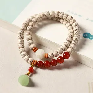 Premium Hainan Star Moon Bodhi Wrist Mala Bracelet, Non-Bleached, Non-Degreased, for Meditation Healing -2556