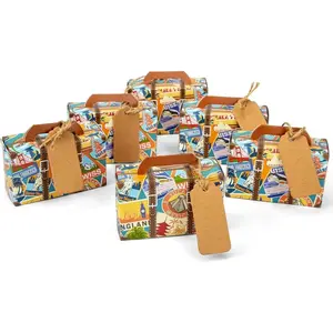 50PCS Party Favor Candy Boxes,3x1.2x2 Inch Mini Suitcase Favor Boxes with Tags for Wedding Travel Themed Party Bridal Shower Decoration