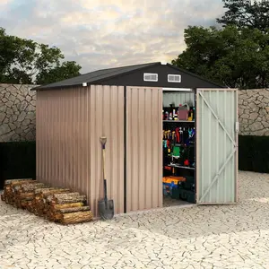 6x8 FT Metal Storage Sheds Outdoor Metal Yard Sheds Garden Shed Kit with Lockable Door Air Vent for Backyard Garden Patio Lawn Panels Wood