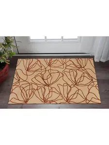 HomeRoots Decorative Washable Area Rug - 2x4 ft. Beige & Bronze Floral Non-Skid Rectangle Rug with UV Protection, Machine Washable Feature, Decorative Rug, Washable Area Rugs