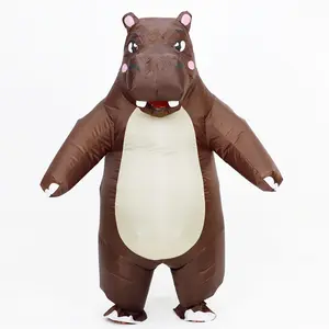 7ft Brown Hippo Inflatable Costume for Adults from 5 ft 1 in to 6 ft 1 in Height- Lightweight Polyester, Perfect for Halloween & Christmas Party Dress Up Cosplay Prop & Viral TikTok Party Look