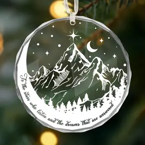 To The Stars Who Listen Ornament, Mountain Night Scene Glass Christmas Ornaments, Book Lover Gifts, Inspirational Quote Hanging Decoration, Velaris Ornament, Starlight Ornament