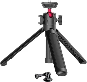 MT-16 Extendable  Tripod, 4 Levels Adjustment 360 Ball  Cold Shoe Lightweight Portable Vlog Travel Selfie Stick Handle Grip Desktop Webcam Tripod for DSLR Action Camera