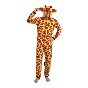 Giraffe Adult Long Sleeve Hooded Cosplay Onesie Costume Union Suit-XXL