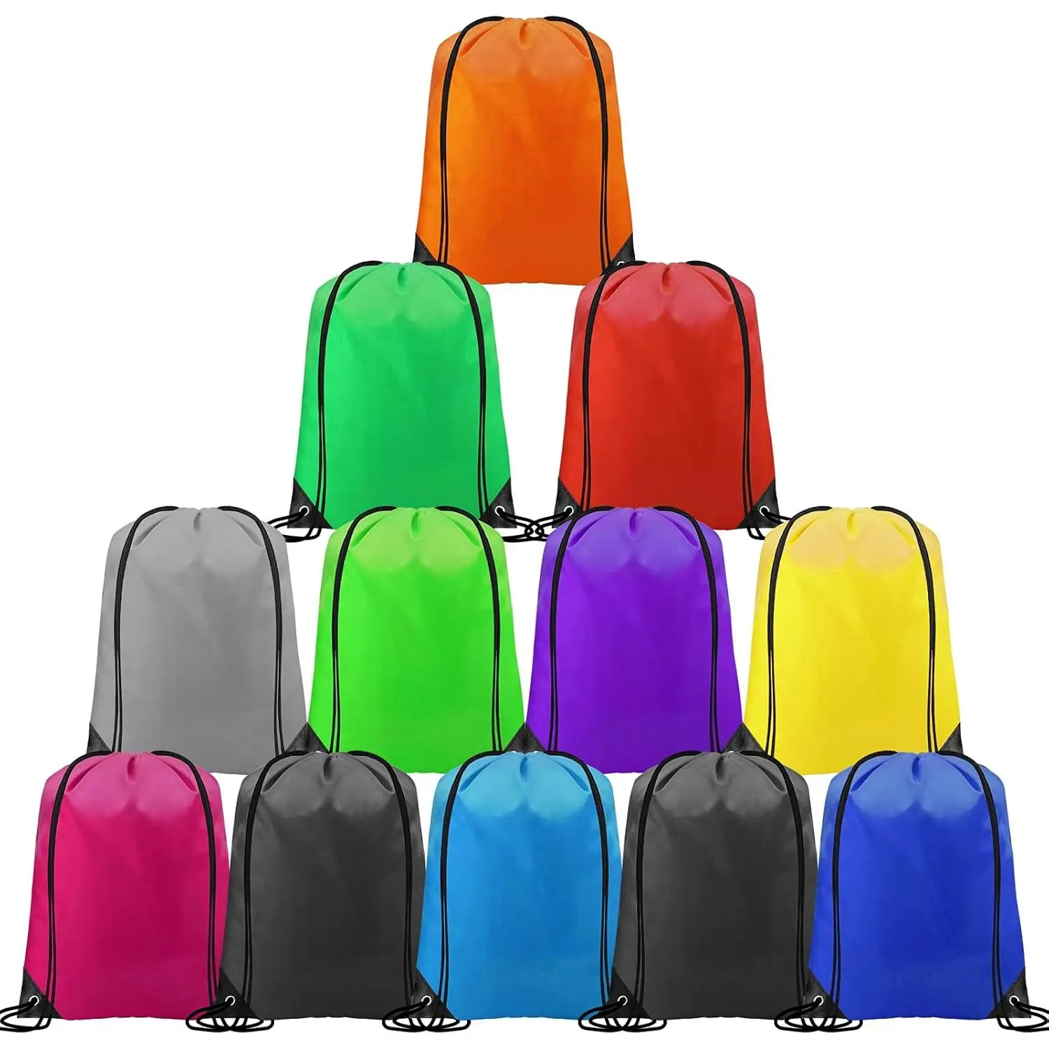 12 Pack Large Drawstring Bags, Multicolor Unisex Polyester Fiber Cinch Sacks with Reinforced Corners for Sport, Gym, Birthday Party Favors, Camping, Storage, Blue, All, Multi-Sport, Reduce Shoulder Burden, Synthetics, Withstand Daily Wear, Green-20Pcs