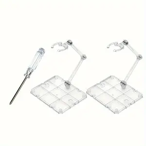 Action Figure Stand, Assembly Action Figure Display Holder Base Doll Model Support Stand Compatible with HG RG SD SHF Gundam 1/144 Toy Clear, with Screwdriver