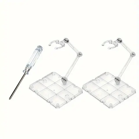 Action Figure Stand, Assembly Action Figure Adjustable Display Holder Base Doll Model Support Stand Compatible with HG RG SD SHF Gundam 1/144 Toy Clear, with Screwdriver
