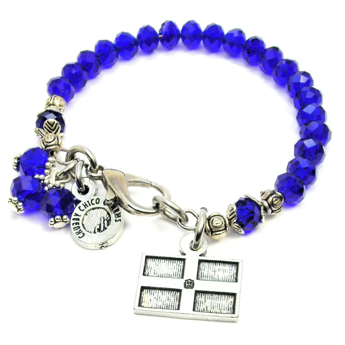 Dominican Republic Flag Splash Of Color Crystal Bracelet