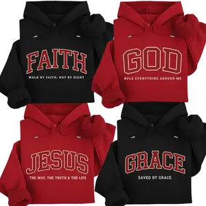 [Faith Collection] GOD JESUS GRACE FAITH Hoodie/T-shirt – Christian College Letter Hoodie for Men and Women, Inspirational Bible Verse Pullover, Perfect Religious Gift for Believers