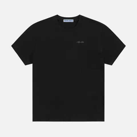 Aelfric Eden Mini Script Embroidered Basic Tee Oversized Dropped Shoulder Fit Chest Mini Script Embroidery Heavyweight Cotton Fabric Classic Crew Neck Minimalist Streetwear Unisex Top,clothes for back to school,first day of school outfits